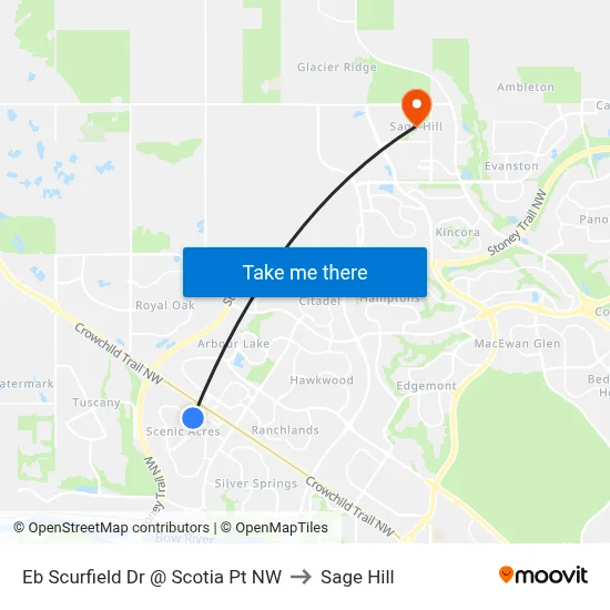 Eb Scurfield Dr @ Scotia Pt NW to Sage Hill map