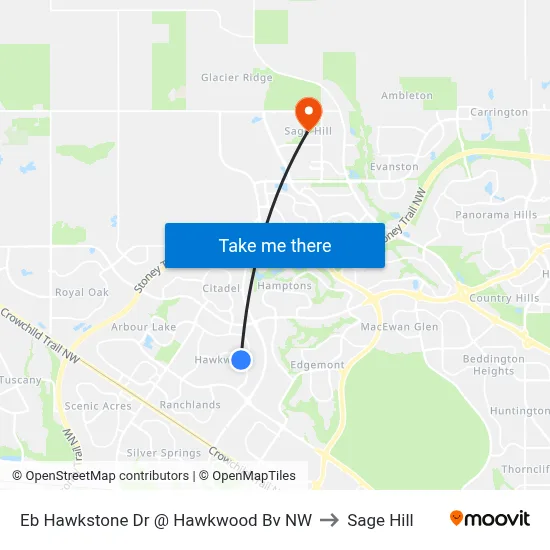 Eb Hawkstone Dr @ Hawkwood Bv NW to Sage Hill map