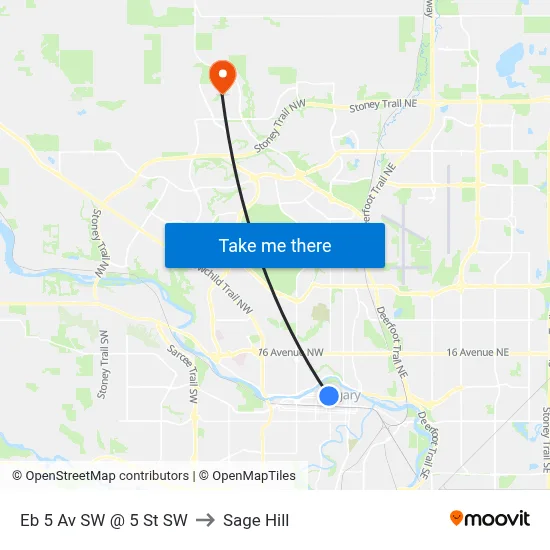 Eb 5 Av SW @ 5 St SW to Sage Hill map
