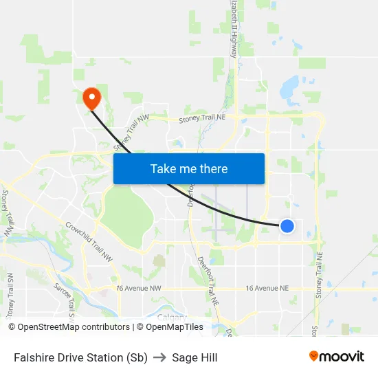 Falshire Drive Station (Sb) to Sage Hill map