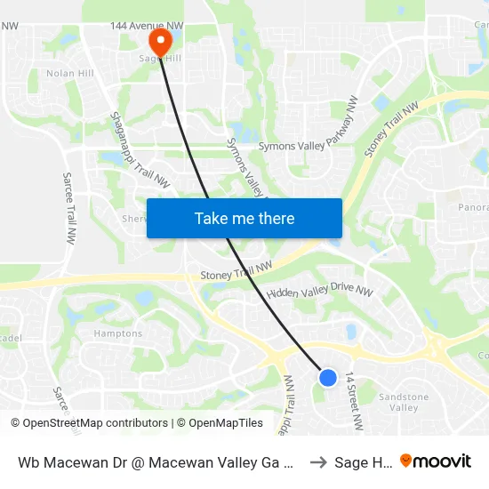 Wb Macewan Dr @ Macewan Valley Ga NW to Sage Hill map