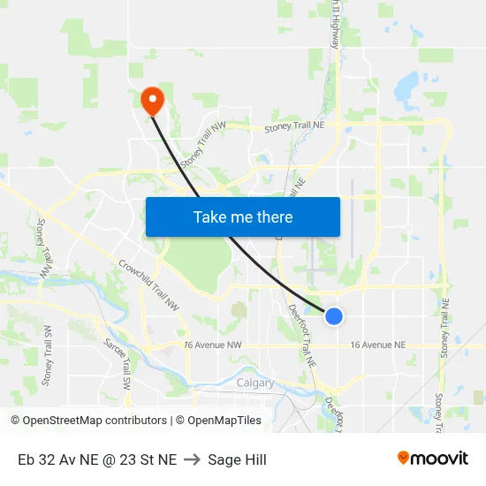 Eb 32 Av NE @ 23 St NE to Sage Hill map