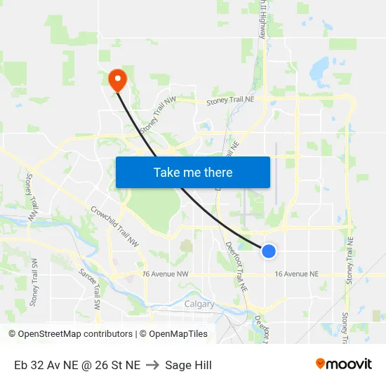 Eb 32 Av NE @ 26 St NE to Sage Hill map