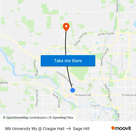 Wb University Wy @ Craigie Hall to Sage Hill map