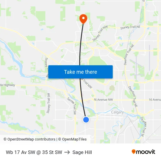 Wb 17 Av SW @ 35 St SW to Sage Hill map