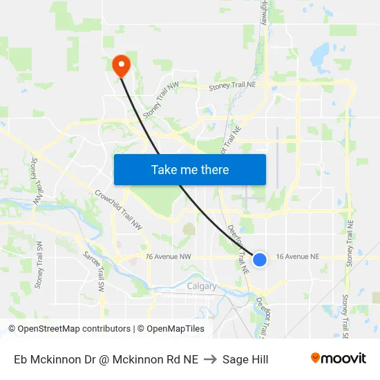 Eb Mckinnon Dr @ Mckinnon Rd NE to Sage Hill map
