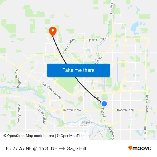 Eb 27 Av NE @ 15 St NE to Sage Hill map
