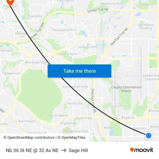 Nb 36 St NE @ 32 Av NE to Sage Hill map