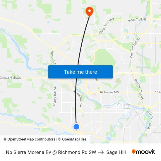 Nb Sierra Morena Bv @ Richmond Rd SW to Sage Hill map