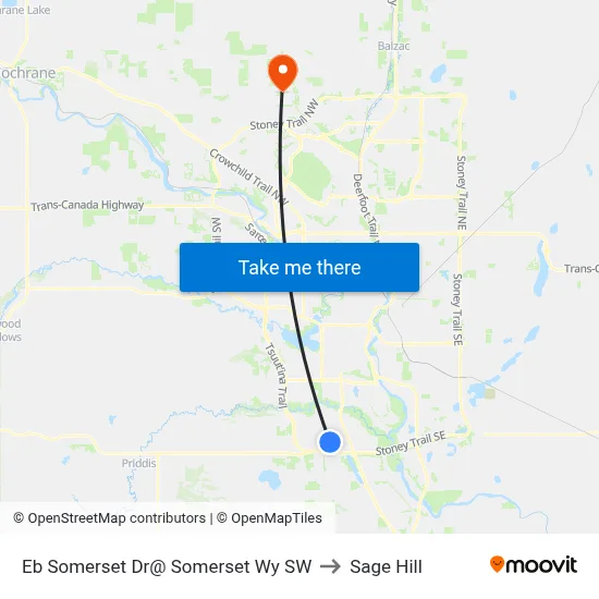 Eb Somerset Dr@ Somerset Wy SW to Sage Hill map