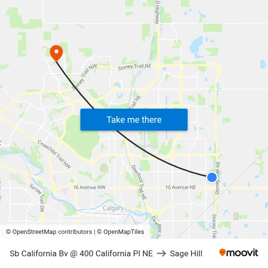 Sb California Bv @ 400 California Pl NE to Sage Hill map