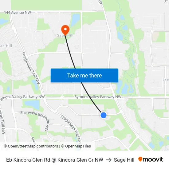 Eb Kincora Glen Rd @ Kincora Glen Gr NW to Sage Hill map