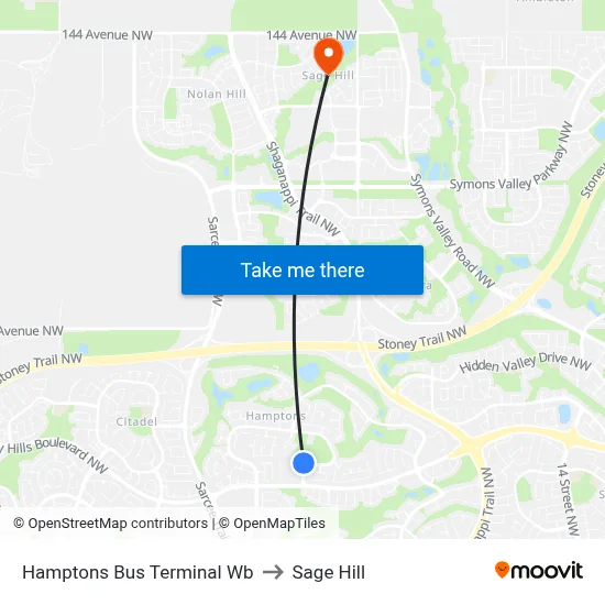 Hamptons Bus Terminal Wb to Sage Hill map