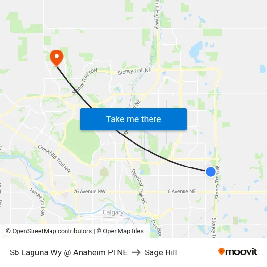 Sb Laguna Wy @ Anaheim Pl NE to Sage Hill map