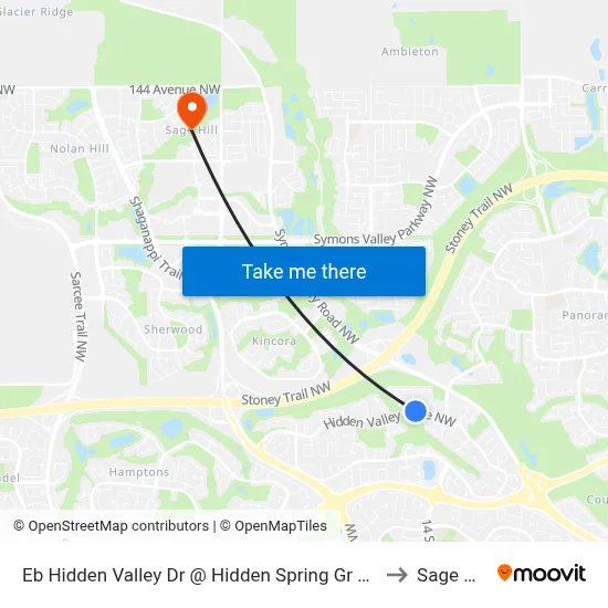 Eb Hidden Valley Dr @ Hidden Spring Gr NW to Sage Hill map