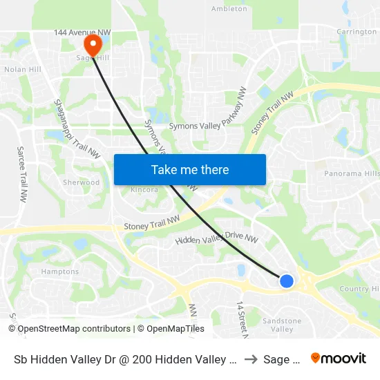 Sb Hidden Valley Dr @ 200 Hidden Valley Pl NW to Sage Hill map
