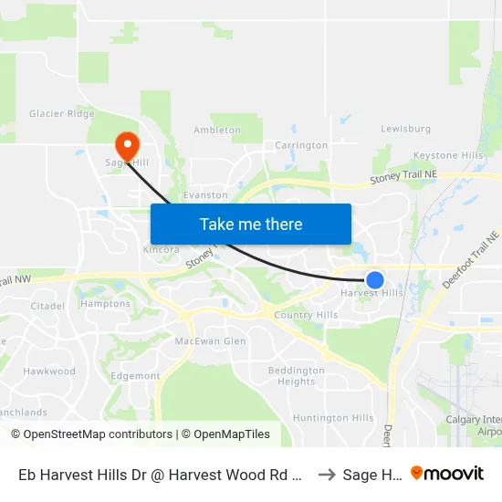 Eb Harvest Hills Dr @ Harvest Wood Rd NE to Sage Hill map