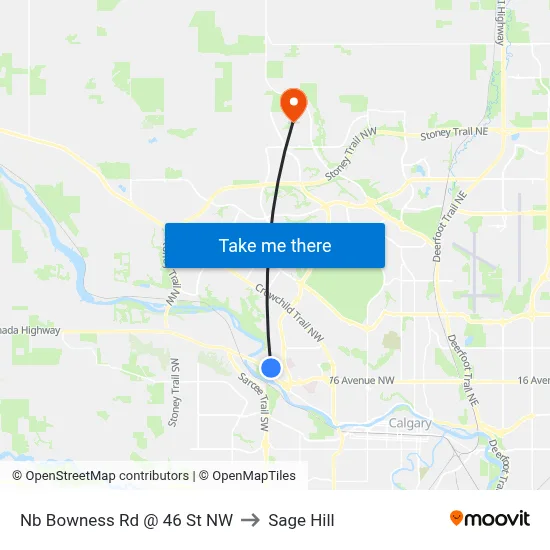 Nb Bowness Rd @ 46 St NW to Sage Hill map