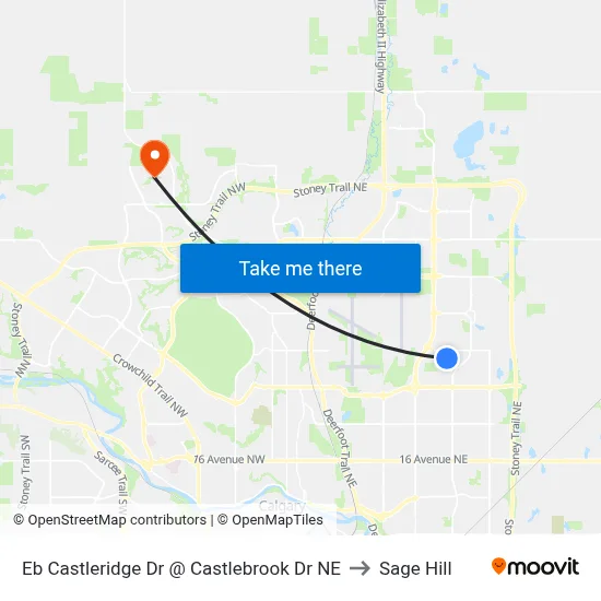 Eb Castleridge Dr @ Castlebrook Dr NE to Sage Hill map