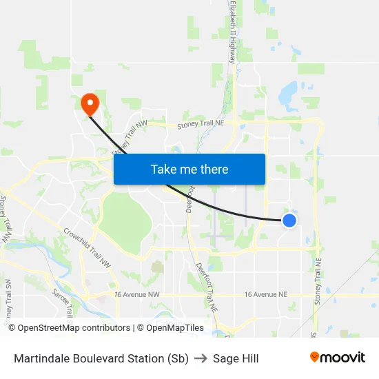 Martindale Boulevard Station (Sb) to Sage Hill map