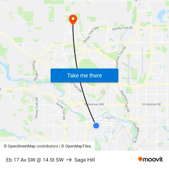 Eb 17 Av SW @ 14 St SW to Sage Hill map