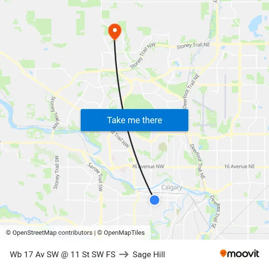 Wb 17 Av SW @ 11 St SW FS to Sage Hill map