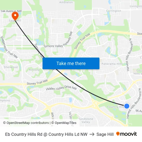 Eb Country Hills Rd @ Country Hills Ld NW to Sage Hill map