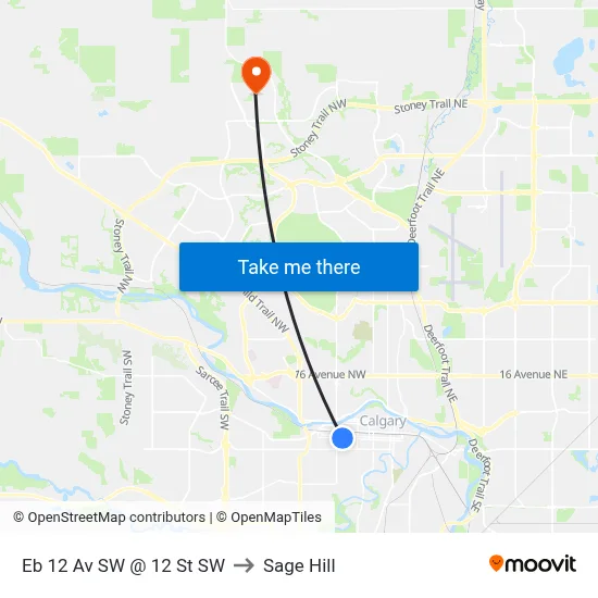 Eb 12 Av SW @ 12 St SW to Sage Hill map