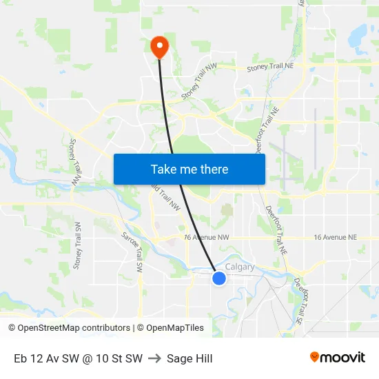 Eb 12 Av SW @ 10 St SW to Sage Hill map