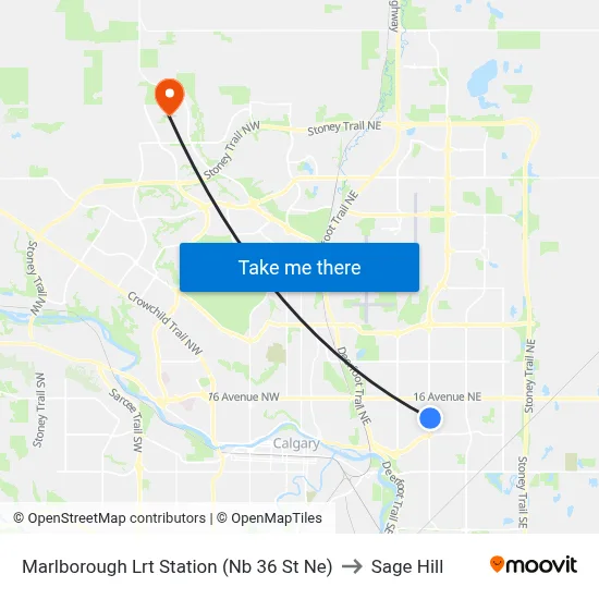 Marlborough Lrt Station (Nb 36 St Ne) to Sage Hill map