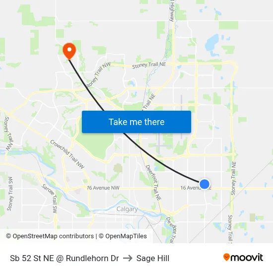 Sb 52 St NE @ Rundlehorn Dr to Sage Hill map