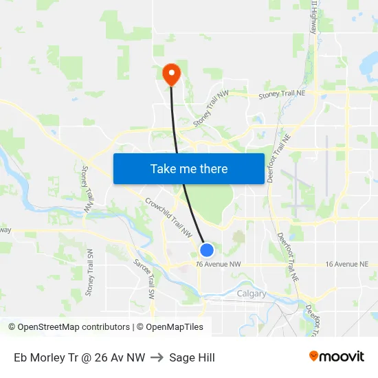 Eb Morley Tr @ 26 Av NW to Sage Hill map
