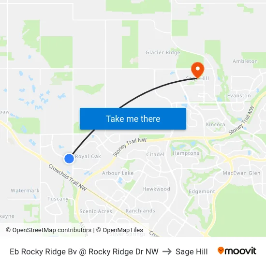 Eb Rocky Ridge Bv @ Rocky Ridge Dr NW to Sage Hill map