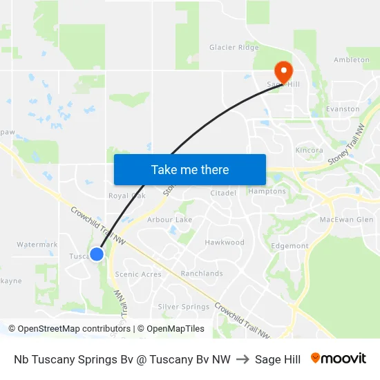 Nb Tuscany Springs Bv @ Tuscany Bv NW to Sage Hill map