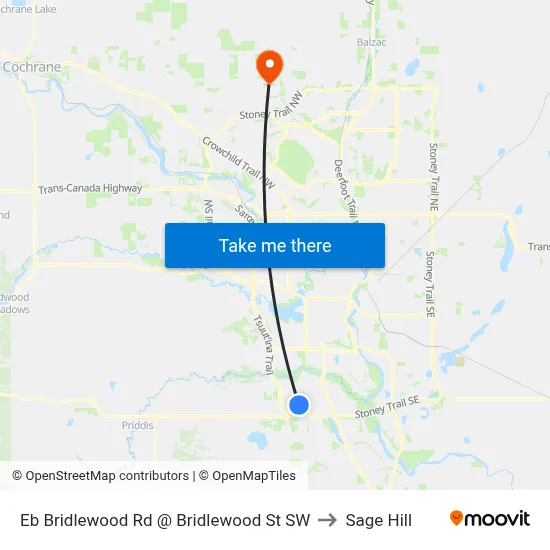 Eb Bridlewood Rd @ Bridlewood St SW to Sage Hill map