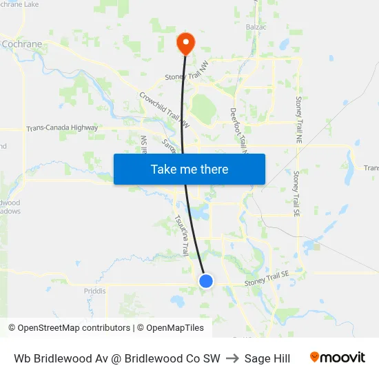 Wb Bridlewood Av @ Bridlewood Co SW to Sage Hill map