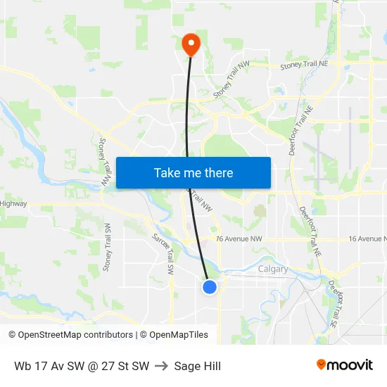 Wb 17 Av SW @ 27 St SW to Sage Hill map