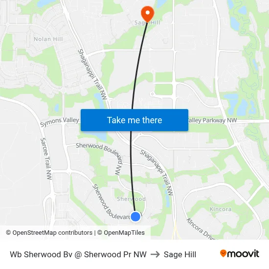 Wb Sherwood Bv @ Sherwood Pr NW to Sage Hill map