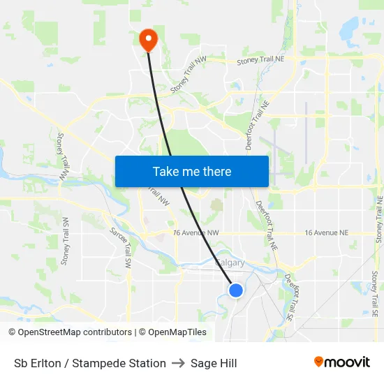 Sb Erlton / Stampede Station to Sage Hill map
