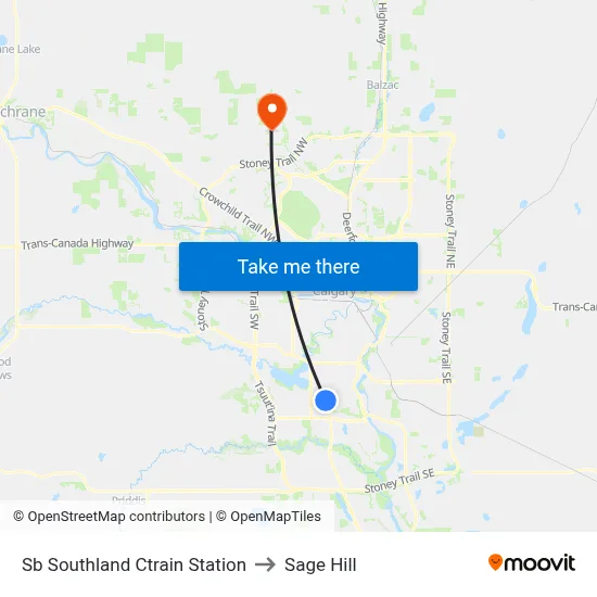 Sb Southland Ctrain Station to Sage Hill map