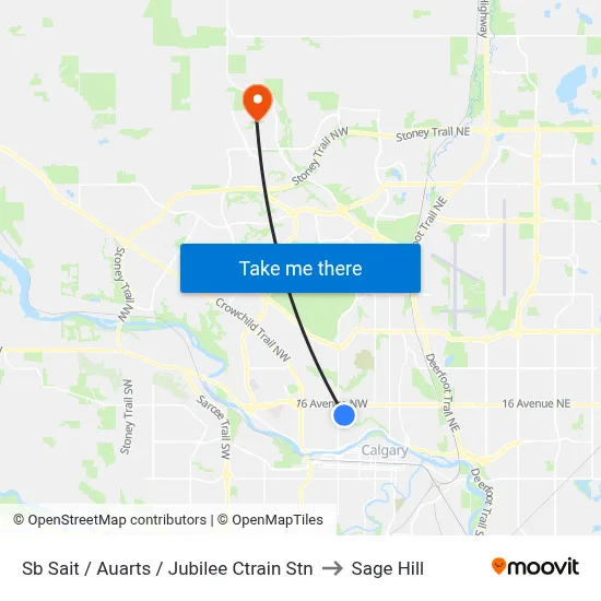 Sb Sait / Auarts / Jubilee Ctrain Stn to Sage Hill map
