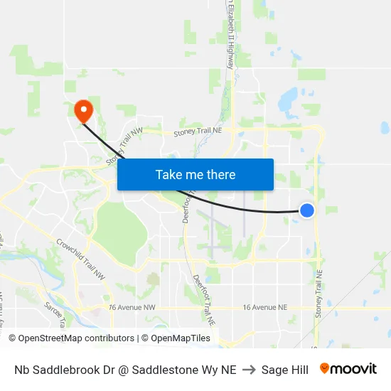 Nb Saddlebrook Dr @ Saddlestone Wy NE to Sage Hill map