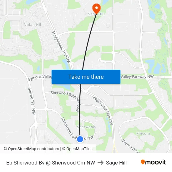 Eb Sherwood Bv @ Sherwood Cm NW to Sage Hill map