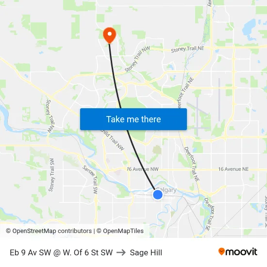 Eb 9 Av SW @ W. Of 6 St SW to Sage Hill map