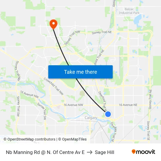 Nb Manning Rd @ N. Of Centre Av E to Sage Hill map
