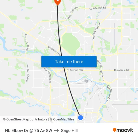 Nb Elbow Dr @ 75 Av SW to Sage Hill map