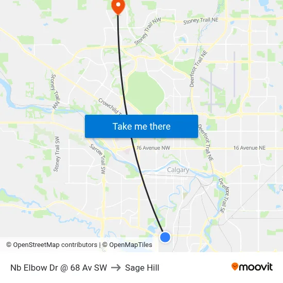 Nb Elbow Dr @  68 Av SW to Sage Hill map