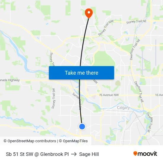 Sb 51 St SW @ Glenbrook Pl to Sage Hill map