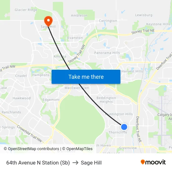 64th Avenue N Station (Sb) to Sage Hill map