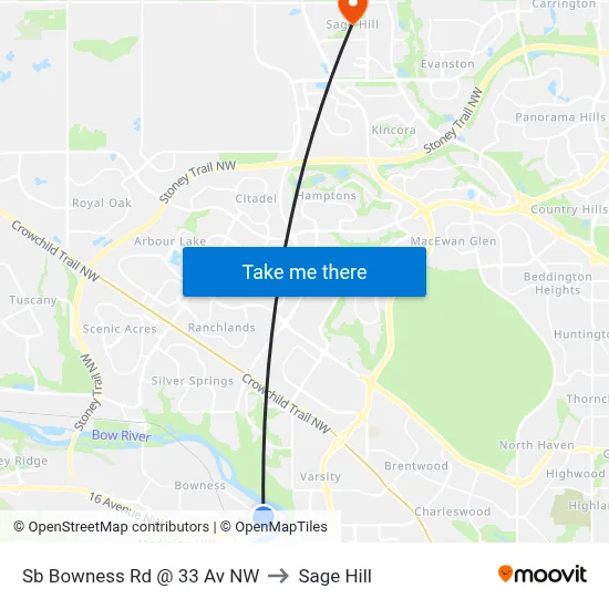 Sb Bowness Rd @ 33 Av NW to Sage Hill map